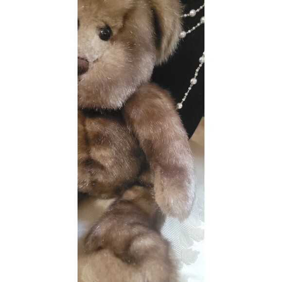 Gund Teddy Bear Mink faux fur PLUSH MINT condition 16" Soft minky fur Gund w Red - Picture 4 of 12